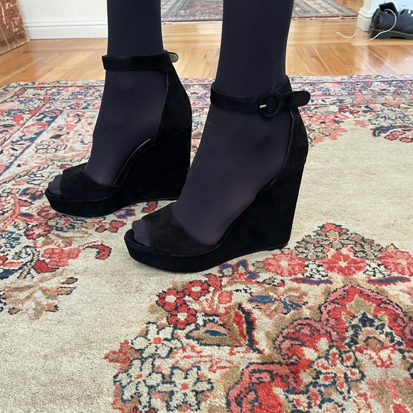 Paul Andrew Suede Platform Open Wedges - Picture 7 of 9